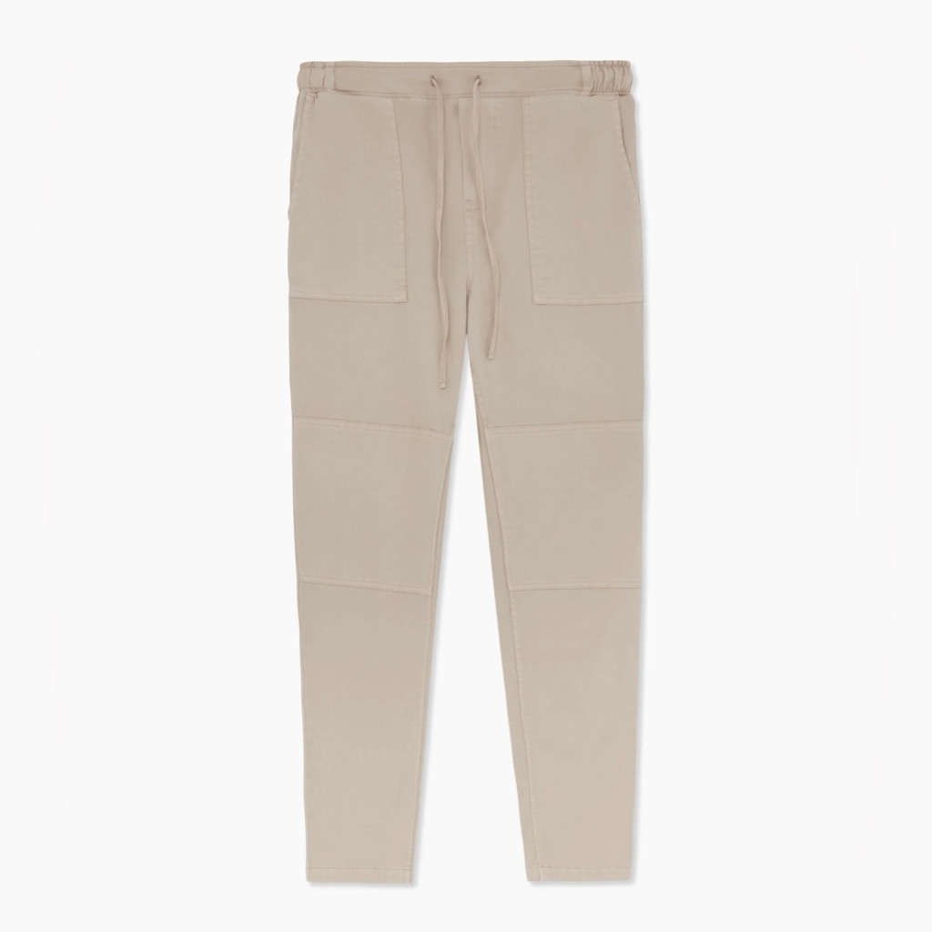 New Womens Garment Dye Elastic Chino Pant Stone Xs